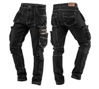 NEO TOOLS Pantalon de travail 5 poches denim noir, 98% coton, 2% élasthanne, poches multifonctionnelles, insert confort à l'entrejambe et au-dessous du genou, genou profilé, taille XXL