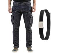 NEO TOOLS Pantalon de travail en denim pour homme avec ceinture, résistant, Bleu marine, 52