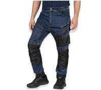 NEO TOOLS Pantalon de travail en jean robuste - Pantalon résistant pour homme en denim, 400 g/m², avec poches genouillères, renforts Oxford et stretch