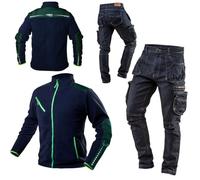 NEO TOOLS Pantalon de Travail Homme ou Ensemble Komplet vec Veste Polaire - Taille XS à 3XL- Aspect Denim Pantalon de Travail pour Hommes - Design Tendance, Cargo Pantalon de Travail Durab