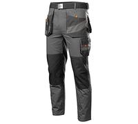 NEO TOOLS Pantalon de Travail pour Homme, 100% Coton sergé 260 g/m², Genoux renforcés avec Poches pour genouillères, Poches Multifonctions, Ceinture en Tissu, Taille : XXL, Gris