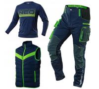 NEO TOOLS Pantalon de travail premium pour hommes ou ensemble avec veste tailles XS-3XL / 3% Élasthanne, design moderne, pantalon - Poches de protection pour les genoux et renforcé avec Cordura, XXL