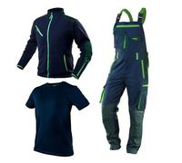 NEO TOOLS Pantalon de travail + veste de travail en polaire + t-shirt de travail | Ensemble de vêtements de travail de qualité supérieure pour hommes Tailles S à 3XL - Vêtements de travail durables de