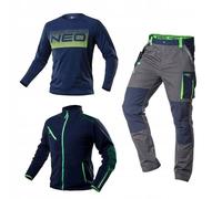 NEO TOOLS Pantalon de travail + veste de travail en polaire + t-shirt de travail | Ensemble de vêtements de travail de qualité supérieure pour hommes Tailles S à 3XL - Vêtements de travail durables de