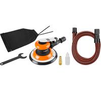 NEO TOOLS Ponceuse excentrique pneumatique, diamètre du plateau 125/150, 12000 tr/min, aspiration des poussières, pression de service 6,3 bar, consommation moyenne d'air 133 l/min, raccord 1/4", flexi