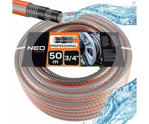 NEO TOOLS Pro Tuyau d'arrosage 3/4 pouce, 50 m de long, 6 couches | résistant aux UV, tuyau flexible, anti-torsion