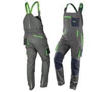 NEO TOOLS Salopette de travail de qualité supérieure pour homme, 100% coton, 210 g/m², Ripstop, taille XS-3XL, zone des genoux renforcés en Cordura, éléments réfléchissants (L)