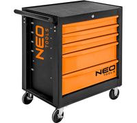NEO TOOLS Servante d'atelier 5 compartiments - tiroirs avec roulements à billes - fermeture centralisée - tapis antidérapant - roues pivotantes - avec frein de stationnement - mobile
