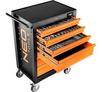 NEO TOOLS Servante d'atelier Remplie d'outils 149 pièces | 6 compartiments - Tiroirs avec roulements à billes - Fermeture centralisée - Tapis antidérapant