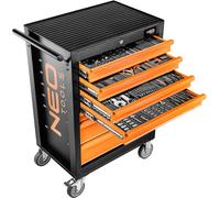 NEO TOOLS Servante d'atelier Remplie d'outils 176 pièces | 7 compartiments - Tiroirs avec roulements à billes - Fermeture centralisée - Tapis antidérapant