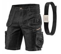 NEO TOOLS Short de Travail Homme - Pantalon de Travail Bermuda avec Ceinture de Travail - Taille 48(S) à 58(3XL) - Aspect Jean Pantalon de Travail Court pour Hommes - Pantalon de Travail D'été