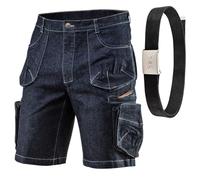 NEO TOOLS Short de Travail Homme - Pantalon de Travail Bermuda avec Ceinture de Travail - Taille 48(S) à 58(3XL) - Aspect Jean Pantalon de Travail Court pour Hommes - Pantalon de Travail D'été