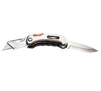 NEO TOOLS Universal knife, trapezium blade + knife, nylon pouch, 5 blades added