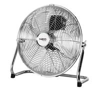 NEO TOOLS Ventilateur de sol, 50 W, diamètre 30 cm, boîtier métallique, chromé, 3 niveaux de vitesse