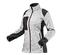 NEO TOOLS Veste de travail tricotée 100 % polyester pour femme Tailles S à XXL en polaire chaude avec empiècements en tissu softshell Fermeture Éclair 3 poches zippées - Gris - XXL