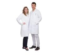 neoLab Blouse de laboratoire homme en coton blanc, col à revers, blanche, taille 44