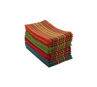 Neolino Lot de 12 torchons de Cuisine, Rayures Salsa, 100% Coton Naturel Absorbant (Taille 71,1 x 40,6 cm), Multicolore