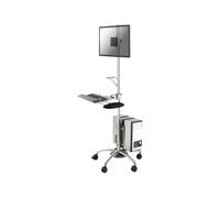 Neomounts FPMA-MOBILE1800 Station de travail mobile pour écran 10-27" VESA 75x75/100x100, inclinaison 0-25°, rotation 180°, hauteur réglable 180cm, charge max 6kg