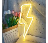Néon LED Foudre Lampe Neon Signe Décoration Murale Alimenté par USB ou Pile Enseigne Lumineuse Neon Deco pour Chambre à Coucher Salon Gaming Bar Noël Fêtes (Foudre Jaune)