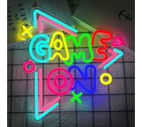 Neon LED Gaming, Décoration Murale pour Chambre Gamer et Salle de Jeux, Enseigne Lumineuse Néon avec USB et Variateur d'Intensité, Cadeau pour Ados et Adulte, Accessoire Bar et Deco Chambre (GAME ON)