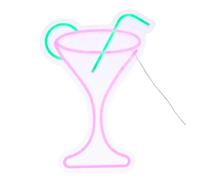 Néon LED Mural Cocktail 34cm Violet