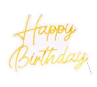 Néon LED Mural Happy Birthday 42cm Jaune