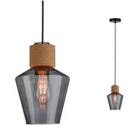 Paulmann 79740 Neordic Edla Luminaire suspendu, max. 1x20W, E27, Verre fumé/Liège/Noir, 230V, Verre/Liège/Métal