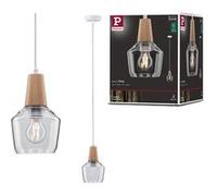 Lum En Suspension Neordic Ylvie Max1x20w E27 Clair/Bois 230v Verre/Bois