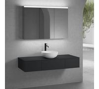 neoro n50 Ensemble de meubles l: 140 cm, 3 tiroirs, vasque Ø 40 cm blanc mat, avec armoire de toilette pour la Suisse,, BN0064WM+BN0411BBM+2#BN0410BBM+BN0408BM+BN0488MI,