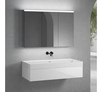 neoro n50 Meuble bas l : 120 cm, 1 tiroir, vasque blanc mat sans trou percé, avec armoire de toilette,, BN0136WM+BN0414WH+BN0475MI,