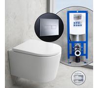 neoro n50 Pack complet WC suspendu SilentPowerFlush et bâti-support neeos,, BN0510WH+16601CR#SET,
