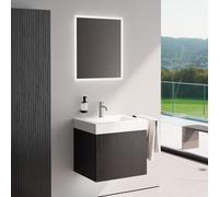 neoro n50 stripes Meuble bas l: 60 cm, 1 tiroir, chêne noir strié, avec miroir, vasque area, BN0152WM+BN0486BBO+BN0002MI,