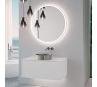 neoro n60 Meuble bas l: 100 cm, 1 tiroir, vasque acier inoxydable brossé, avec miroir éclairé,, BN0734BS+BN0756WM+BN0035MI,