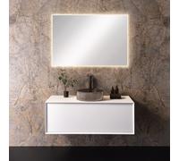 neoro n60 Meuble bas l: 100 cm, 1 tiroir, vasque n40 groove Ø 40 cm fumé inspire, avec miroir éclairé n20,, BN0756WM+BN0750FT+BEA038MI,