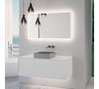 neoro n60 Meuble bas l: 120 cm, 1 tiroir, vasque l: 40 cm, acier inoxydable brossé, avec miroir éclairé,, BN0735BS+BN0757WM+BN0029MI,