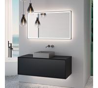 neoro n60 Meuble bas l: 120 cm, 1 tiroir, vasque l: 40 cm, acier inoxydable brossé, avec miroir éclairé,, BN0735BS+BN0757BM+BN0017MI,