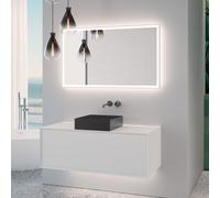 neoro n60 Meuble bas l: 120 cm, 1 tiroir, vasque l: 40 cm, noir brossé, avec miroir éclairé,, BN0735BB+BN0757WM+BN0029MI,