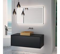 neoro n60 Meuble bas l: 120 cm, 1 tiroir, vasque l: 40 cm, or brossé, avec miroir éclairé,, BN0735BG+BN0757BM+BN0017MI,