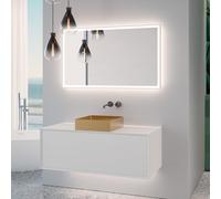 neoro n60 Meuble bas l: 120 cm, 1 tiroir, vasque l: 40 cm, or brossé, avec miroir éclairé,, BN0735BG+BN0757WM+BN0029MI,