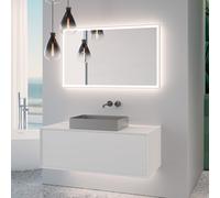 neoro n60 Meuble bas l: 120 cm, 1 tiroir, vasque l: 55 cm, acier inoxydable brossé, avec miroir éclairé,, BN0736BS+BN0757WM+BN0029MI,