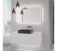 neoro n60 Meuble bas l: 120 cm, 1 tiroir, vasque l: 55 cm, noir brossé, avec miroir éclairé,, BN0736BB+BN0757WM+BN0017MI,