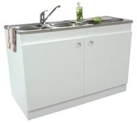 Neova - sous-évier DECLIQ AU Sol. mélaminé Blanc. 2 Portes - DECLIQ Nouvelle POIGNEE ENCASTREE Réf S13N22120