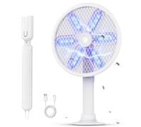 Neqraxis Raquette Electrique Insectes, 2 in1 4000V Puissant Raquette Moustique Electrique,Tête Rotative, avec Une Extension Télescopique Contre Moustiques Mouches Mites
