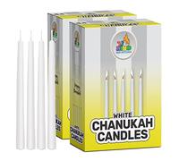 Ner Mitzvah Bougies Hanouka Blanches - Sans Gouttes Hanukkah Candles Bougie Hanouka De Taille Standard - Cire De Qualité Supérieure - 44 Bougies Par Boîte - Paquet de 2