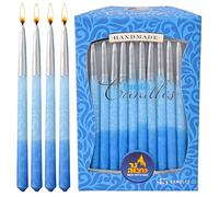 Ner Mitzvah Bougies Hanouka - Décorées Sans Gouttes Bougie Hanouka De Taille Standard - Hanukkah Candles Cire De Qualité Supérieure - 45 Bougies par Boîte - Bleu et Argent Décoré
