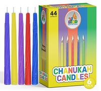 Ner Mitzvah Bougies Hanouka Multicolore - Sans Gouttes Hanukkah Candles Bougie Hanouka De Taille Standard - Cire De Qualité Supérieure - 44 Bougies Par Boîte - Paquet de 6