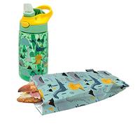 NERTHUS FIH 1029 set bouteille acier inoxydable double paroi sac snack enfant dinosaures idéal pour l école