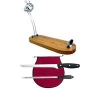 Nerthus FIH 1219 set support jambon pliable tête rotative couteau à jambon aiguiseur et housse jambon bordeaux pour couper le jambon