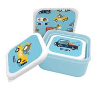 NERTHUS FIH 1330 Boîtes alimentaires empilables pour enfants, ensemble de 3 contenants pour enfants sans BPA, Voitures