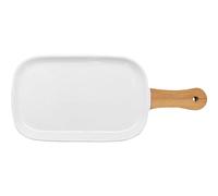 NERTHUS FIH 1339 Plateau en Porcelaine pour Snacks avec Poignée en Bambou, Élégance et Fonctionnalité à l'Heure de l'Apéritif
